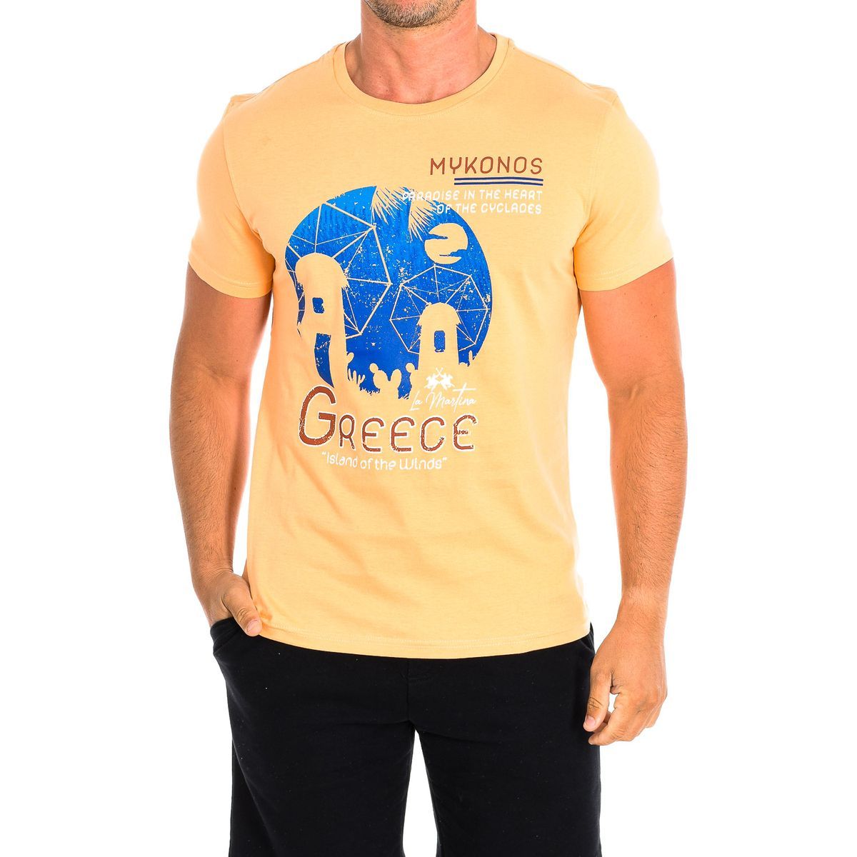 Mykonos Grafikdruck Kurzarm T-Shirt
