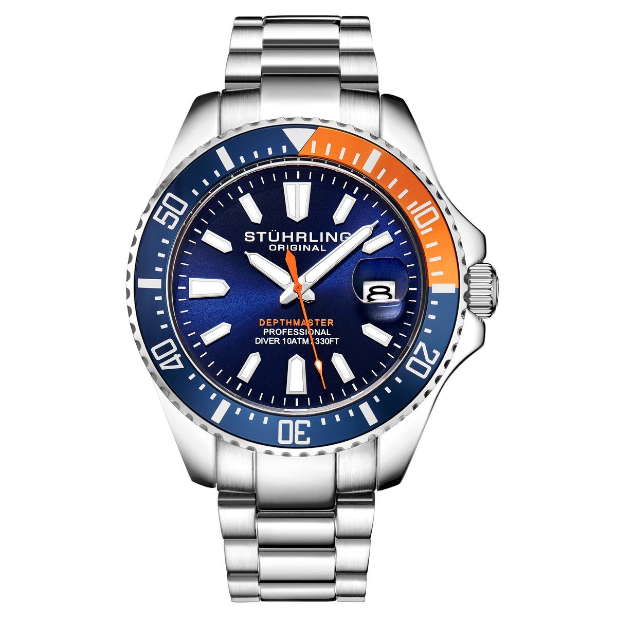 Blaue und Orange Lünette Taucheruhr