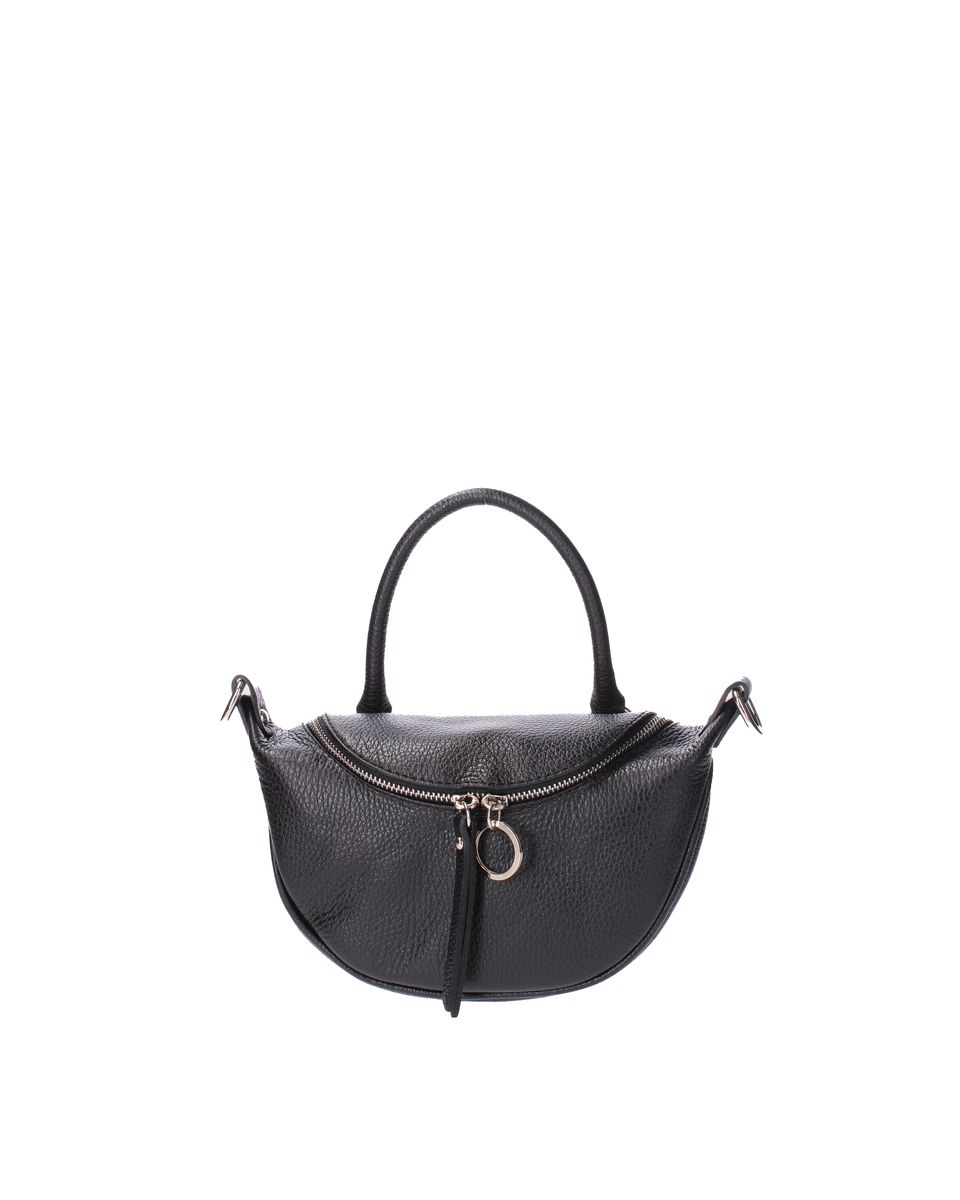 Schwarze Halbmond Handtasche aus Leder