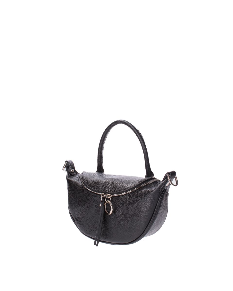 Genarbte Leder-Crescent-Handtasche