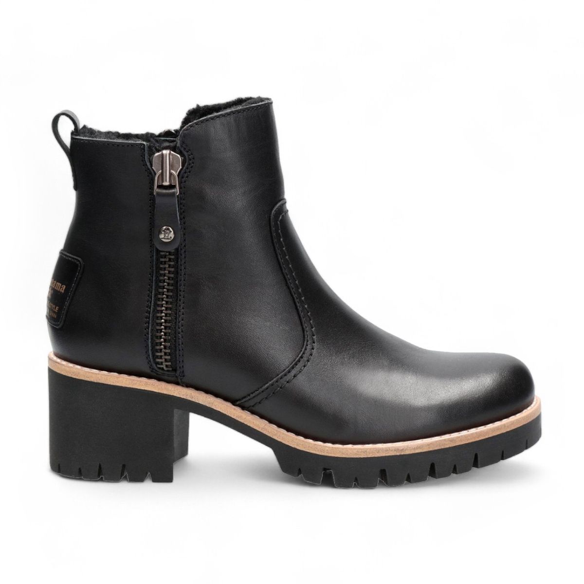 Wasserdichte Lederstiefeletten mit Blockabsatz