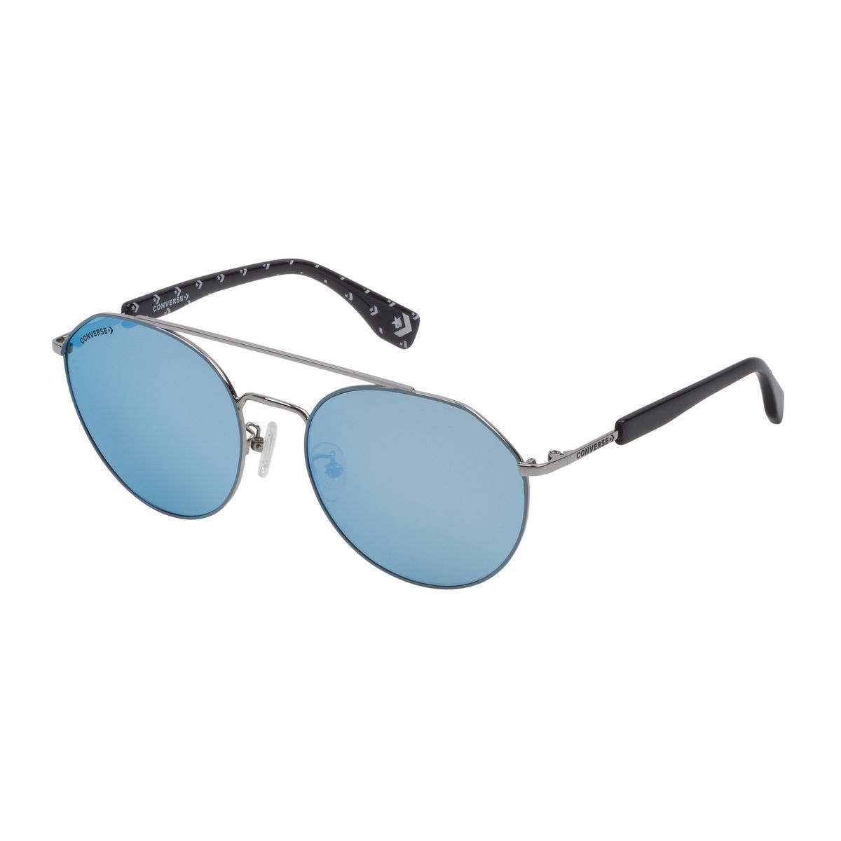 Runde Metall Sonnenbrille mit blauen Gläsern