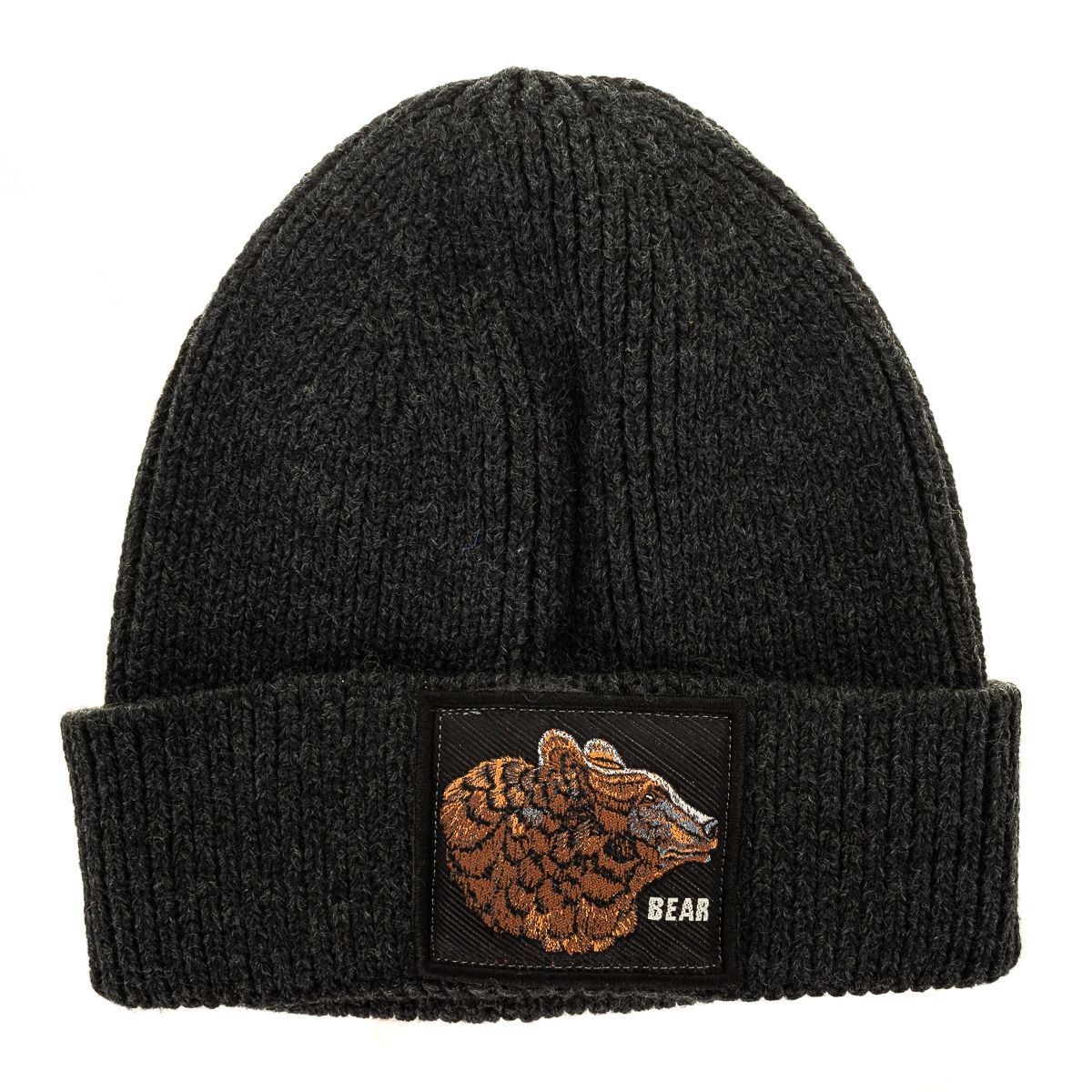 Gestrickte Mütze mit Bären-Stickerei