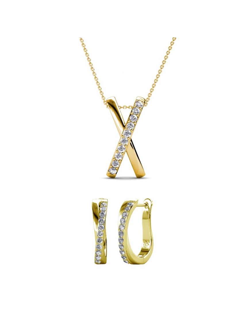 Kristallbesetztes Criss-Cross Schmuck-Set