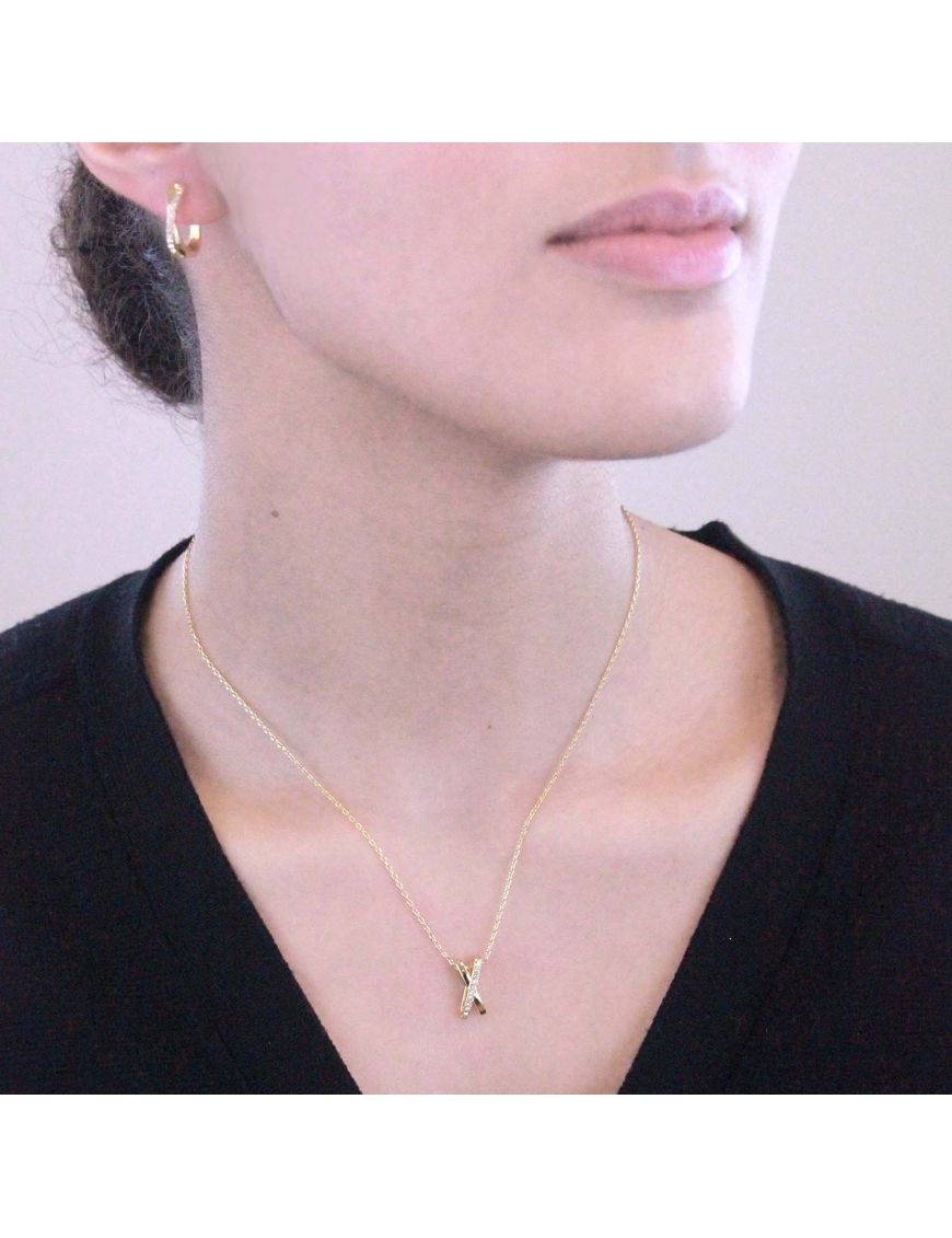 Kristallbesetztes Criss-Cross Schmuck-Set