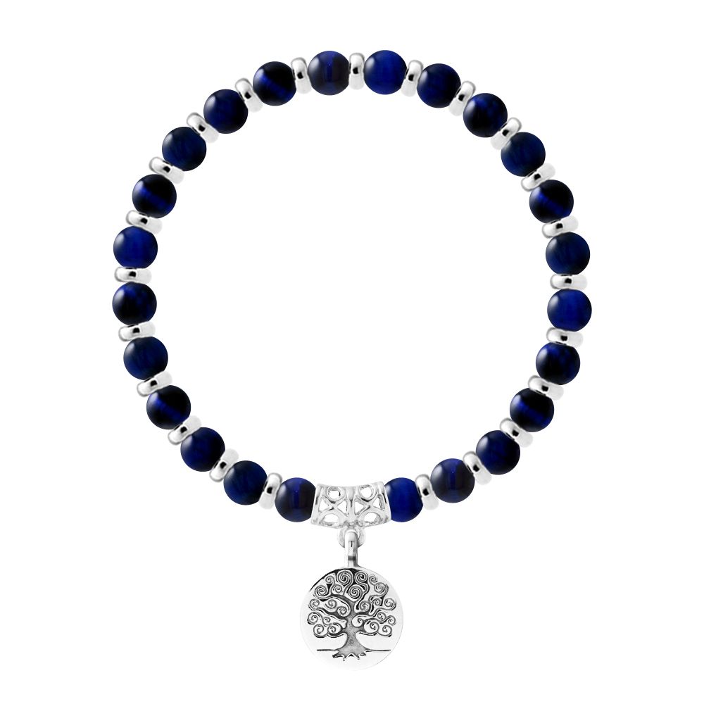 Sterling Silber Blau Tigerauge Armband