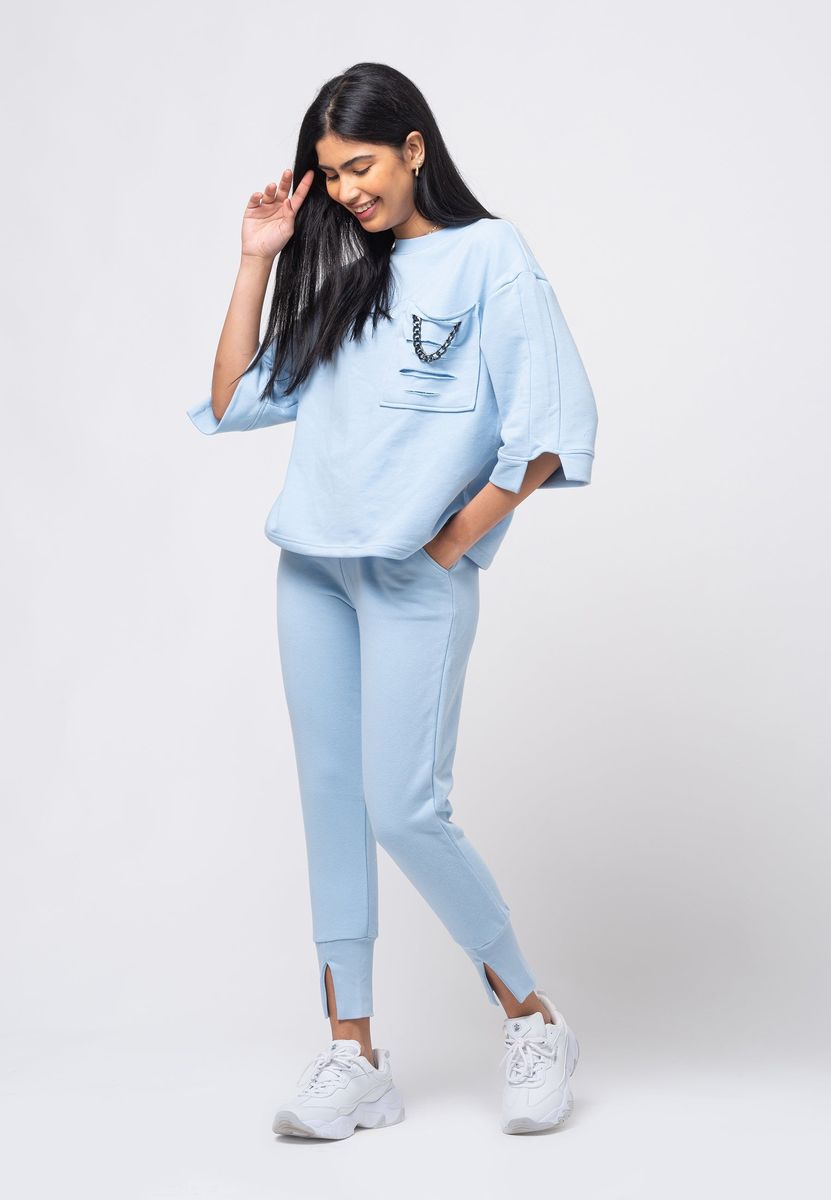 Damen Oversize Lounge Set mit Kette