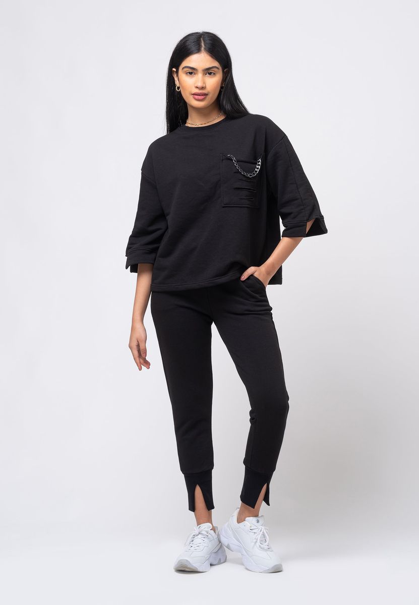 Damen Oversize Lounge Set mit Kette