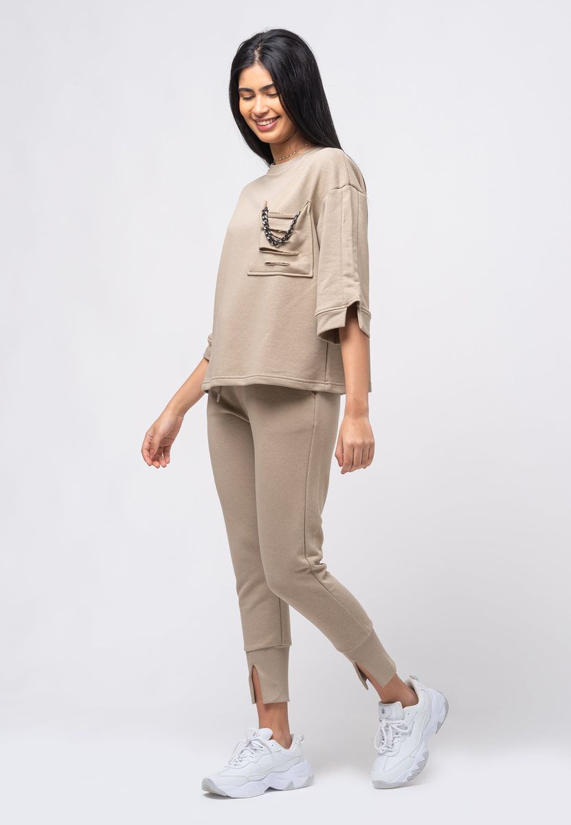Damen Oversize Lounge Set mit Kette