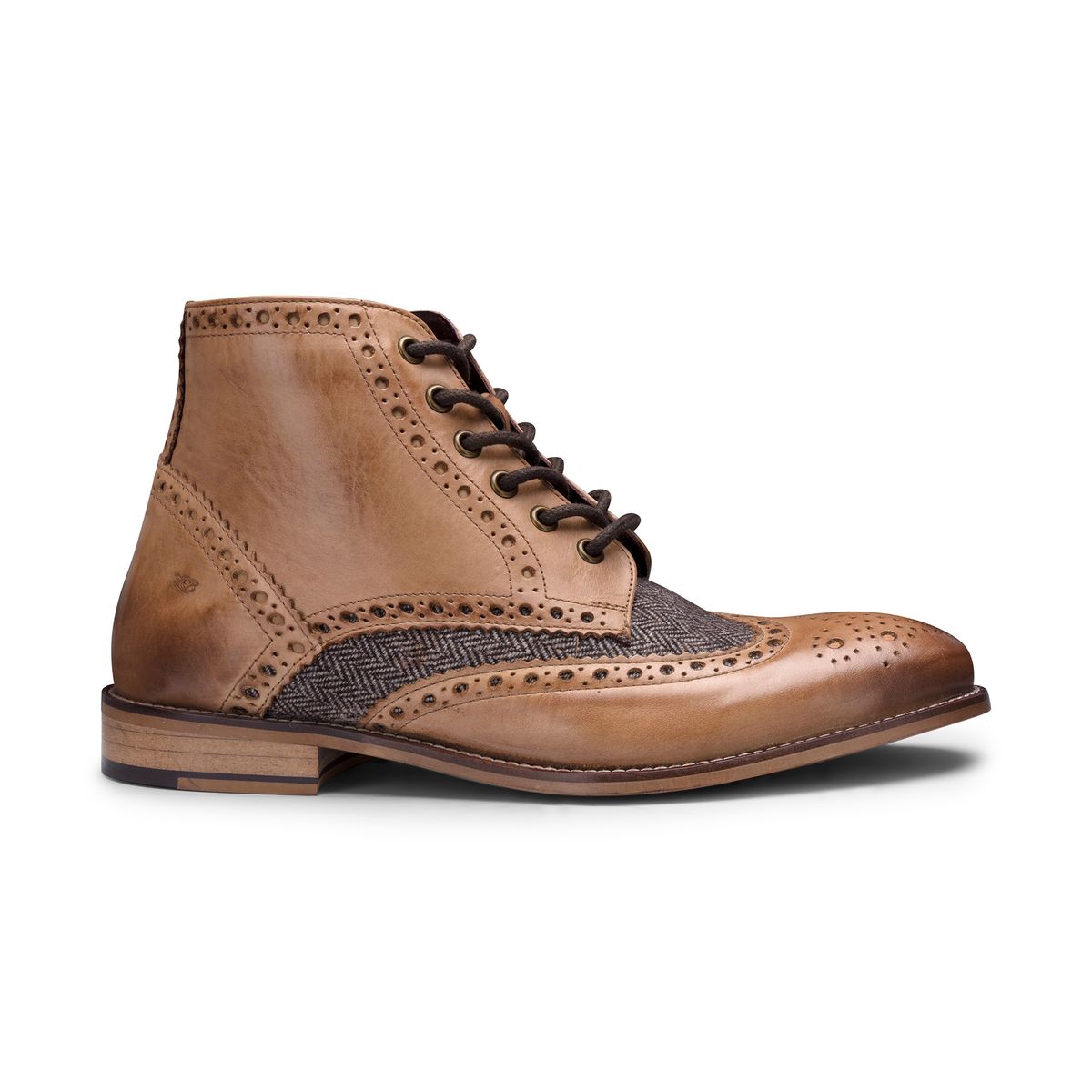 Herren Stiefeletten aus Leder & Tweed Brogue