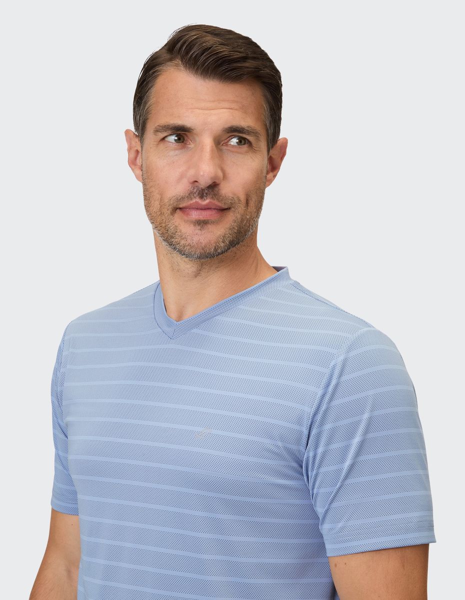 Herren Sportliches Gestreiftes V-Ausschnitt T-Shirt