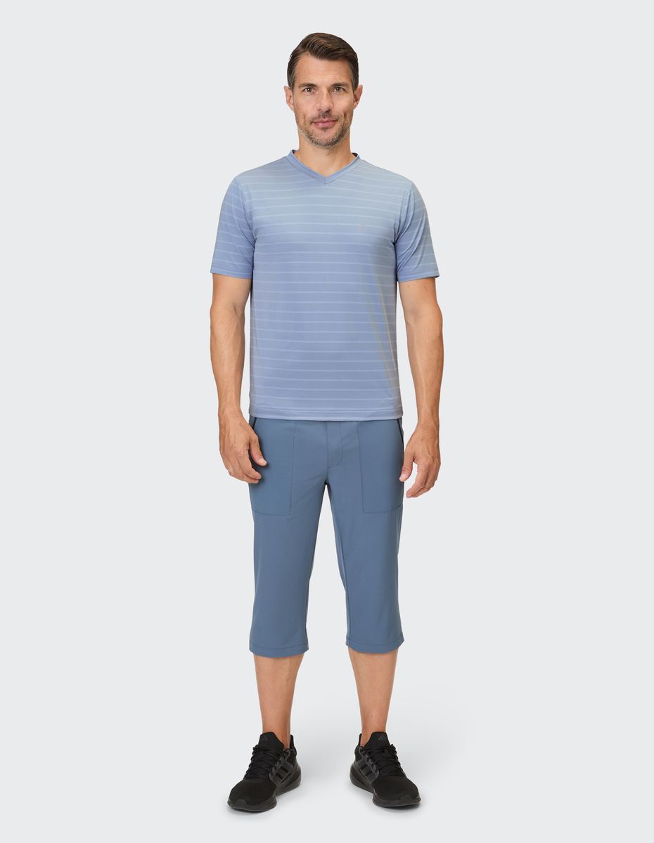 Herren Sportliches Gestreiftes V-Ausschnitt T-Shirt