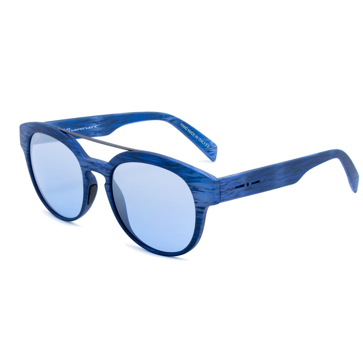 Blaue Acetat Sonnenbrille mit runden Gläsern