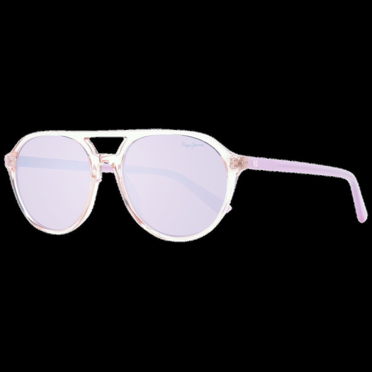 Flieger-Sonnenbrille mit transparentem, rosa Rahmen