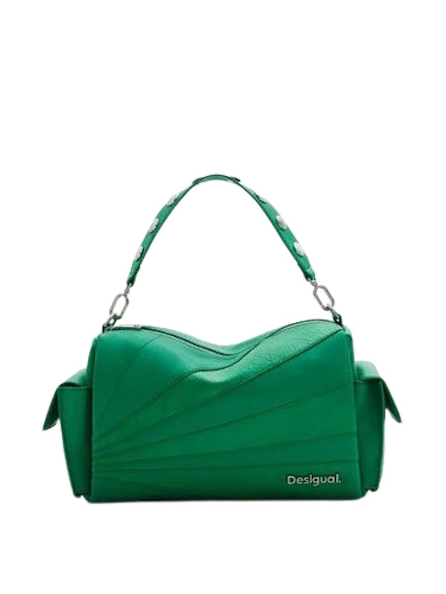 Geometrische Schultertasche mit Textur und Taschen