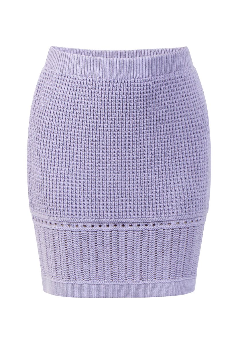 Strukturierter Strick-Minirock mit Durchbruchmuster