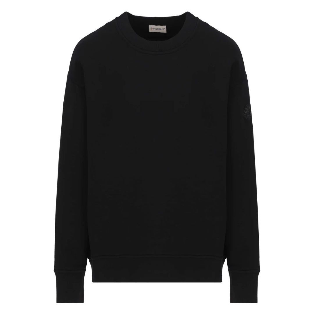 Klassisches schwarzes Baumwoll-Rundhals-Sweatshirt