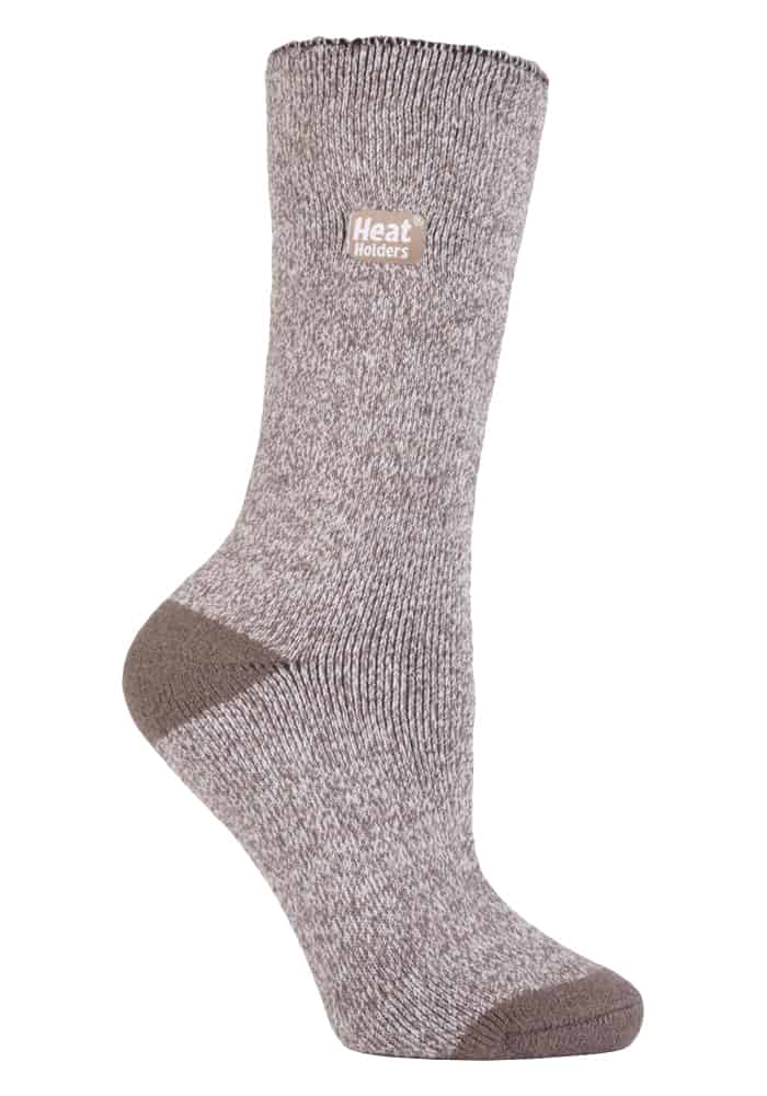 Heat Holders Lite - Dünne Winter-Thermosocken für Damen in einfarbigen Farben - Braun / Creme