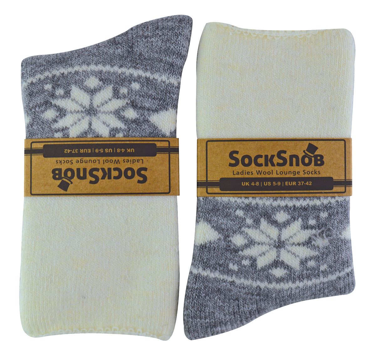 Woll-Lounge-Socken mit Fairisle-Schneeflockenmuster