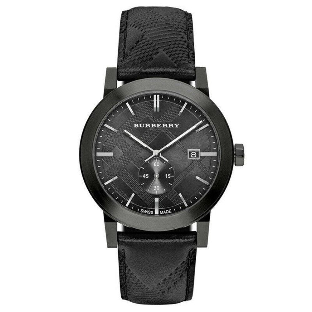 Elegante schwarze Lederuhr