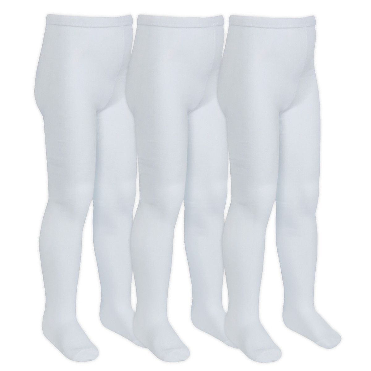 3 Paar Multipack Mädchen Bambus Schulstrumpfhosen | Socken Snob | Fußende weiche einfarbige Strumpfhosen in Schwarz, Grau, Weiß, Marineblau - Weiß