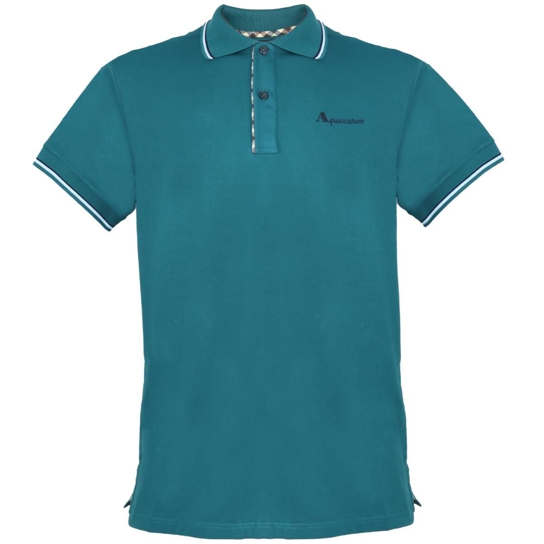 Grün gestreiftes Poloshirt mit Kragen