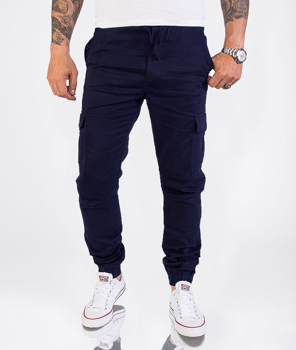 Marineblaue Cargo-Jogginghose