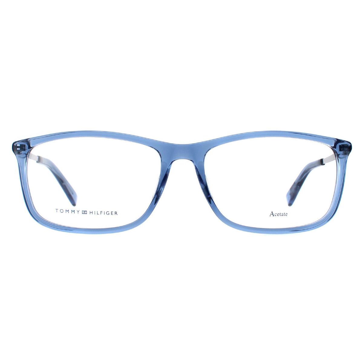 Rechteckige Unisex-Brille Transparent Blau