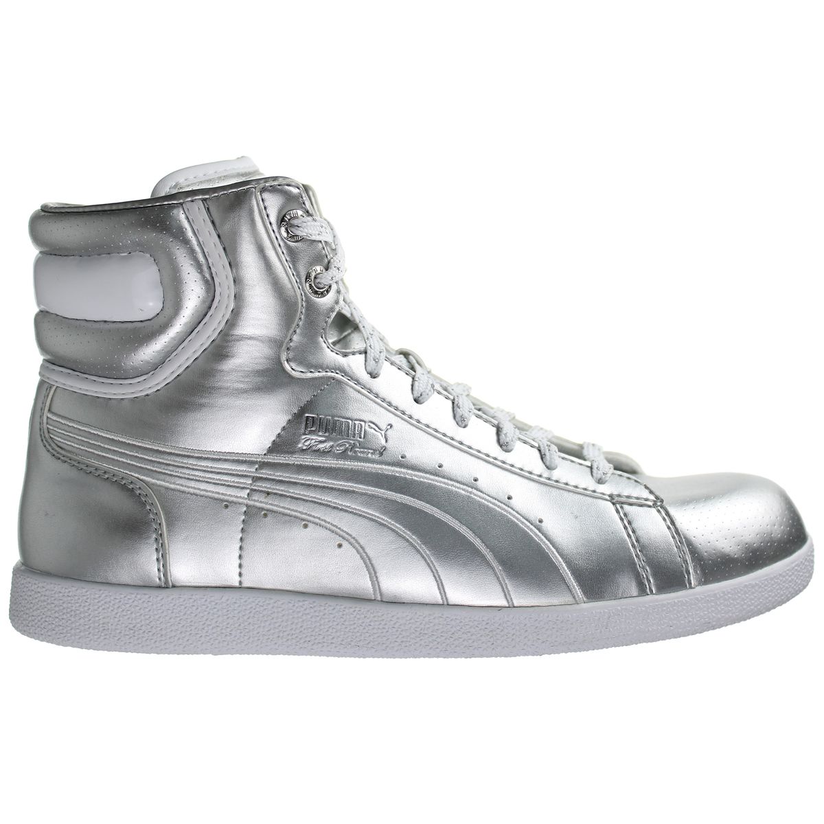 Silberne Metallic-High-Top-Sneakers