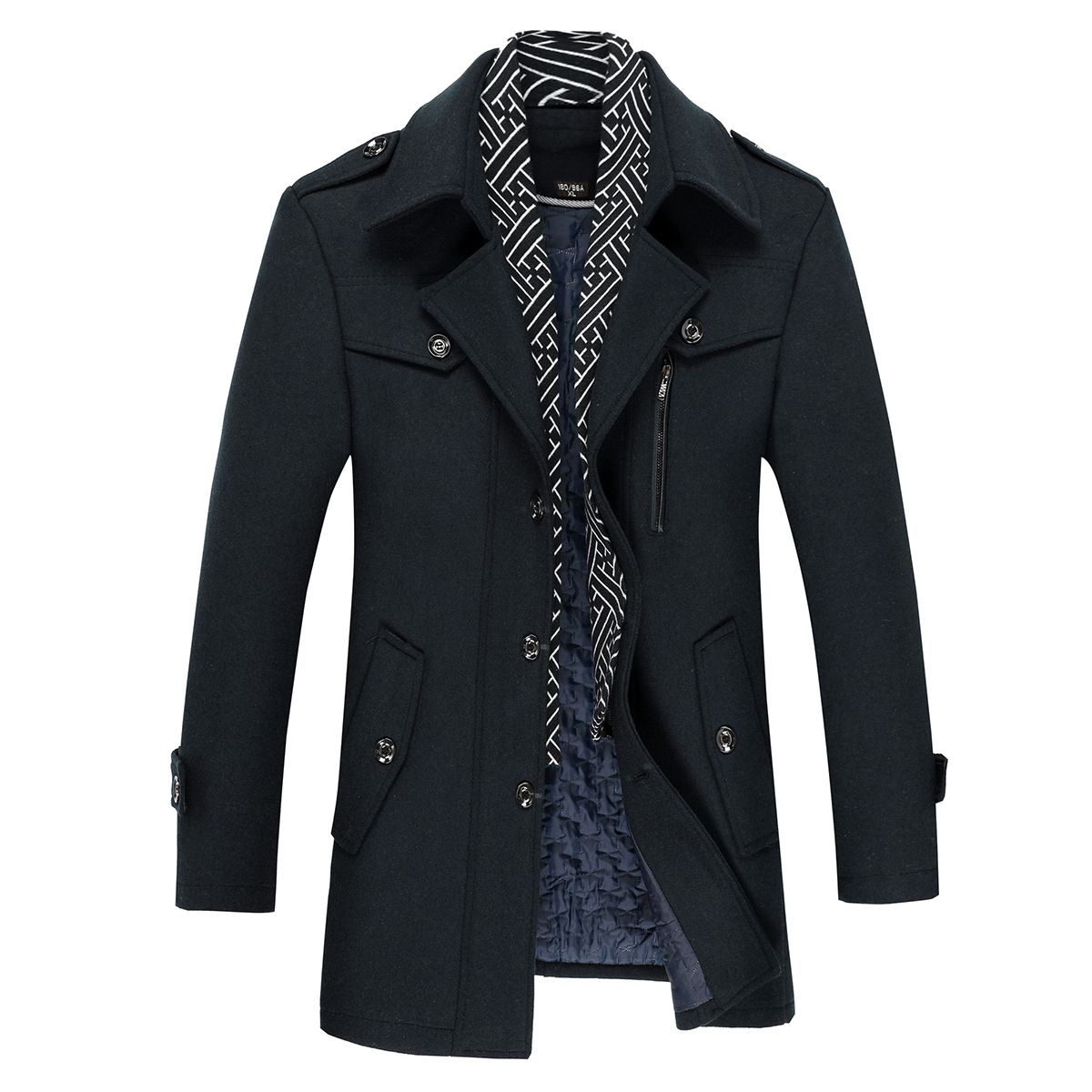 Herren Wollmischung Mantel einfarbig
