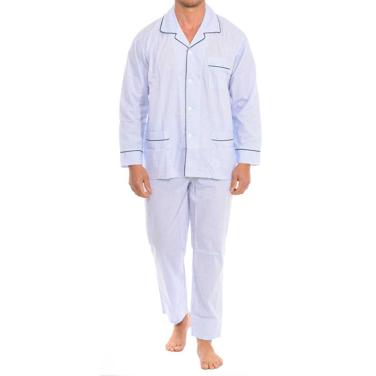 Herren Schlafanzug Set mit Langen Ärmeln