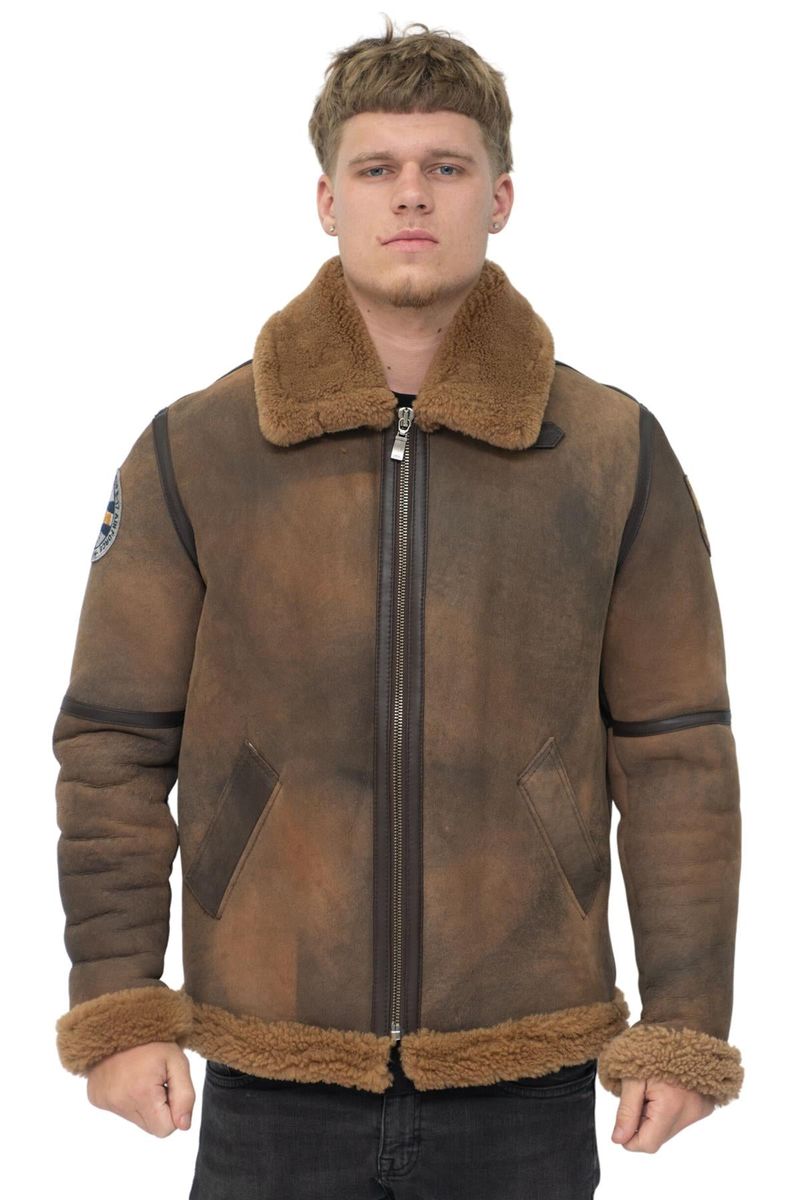 Herren Vintage Shearling Bomberjacke