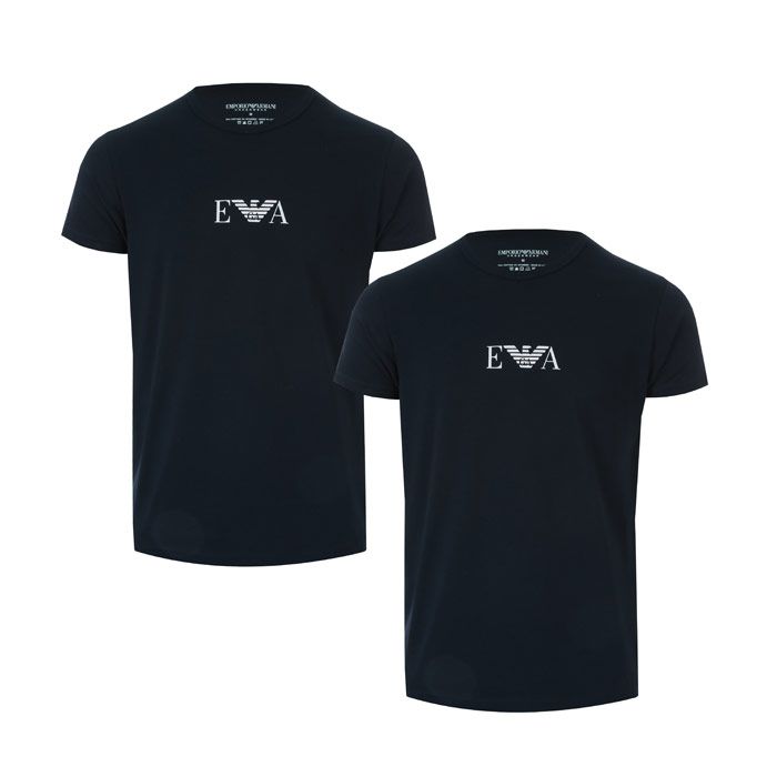 Herren Marineblau T-Shirt mit Rundhalsausschnitt Doppelpack