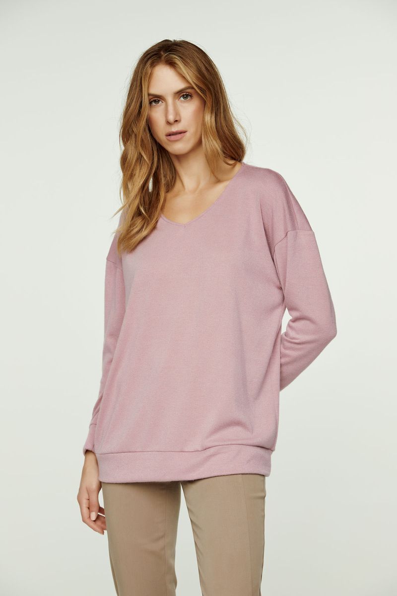 Strickoberteil mit V-Ausschnitt und Relaxed Fit