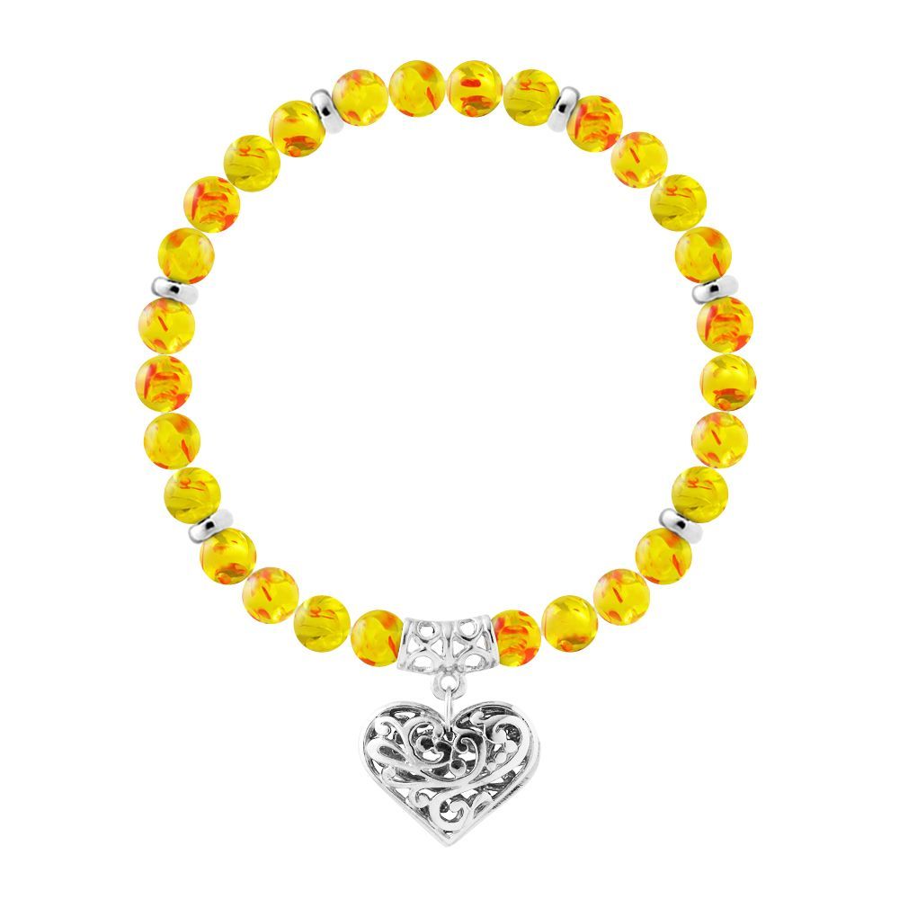 Bernsteinperlenarmband mit Herzanhänger
