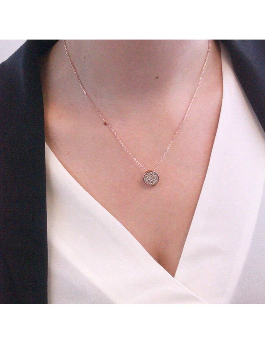 Rundhalskette mit Kristall-Pavé-Anhänger