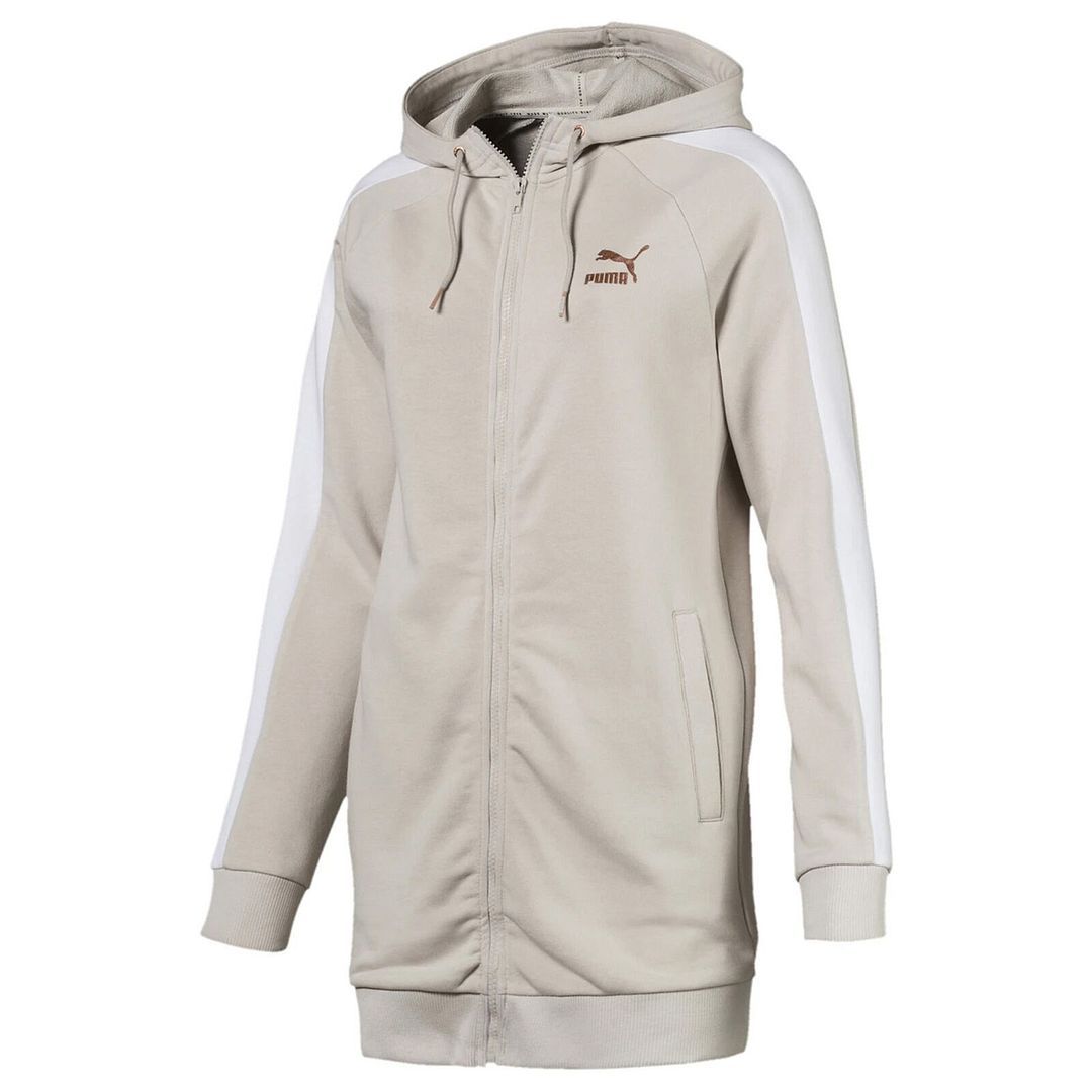 Damen Longline Kapuzenjacke mit Reißverschluss