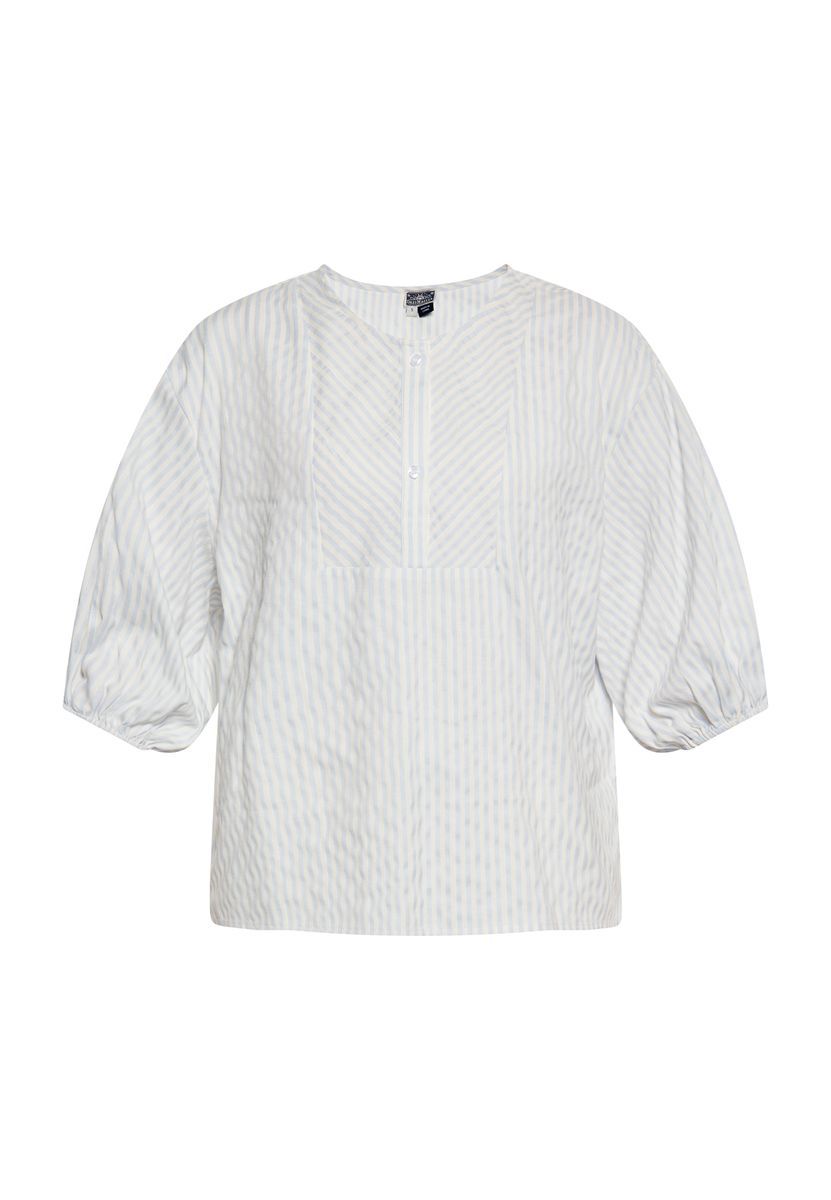 Gestreifte 3/4-Ärmel Bluse mit Knöpfen