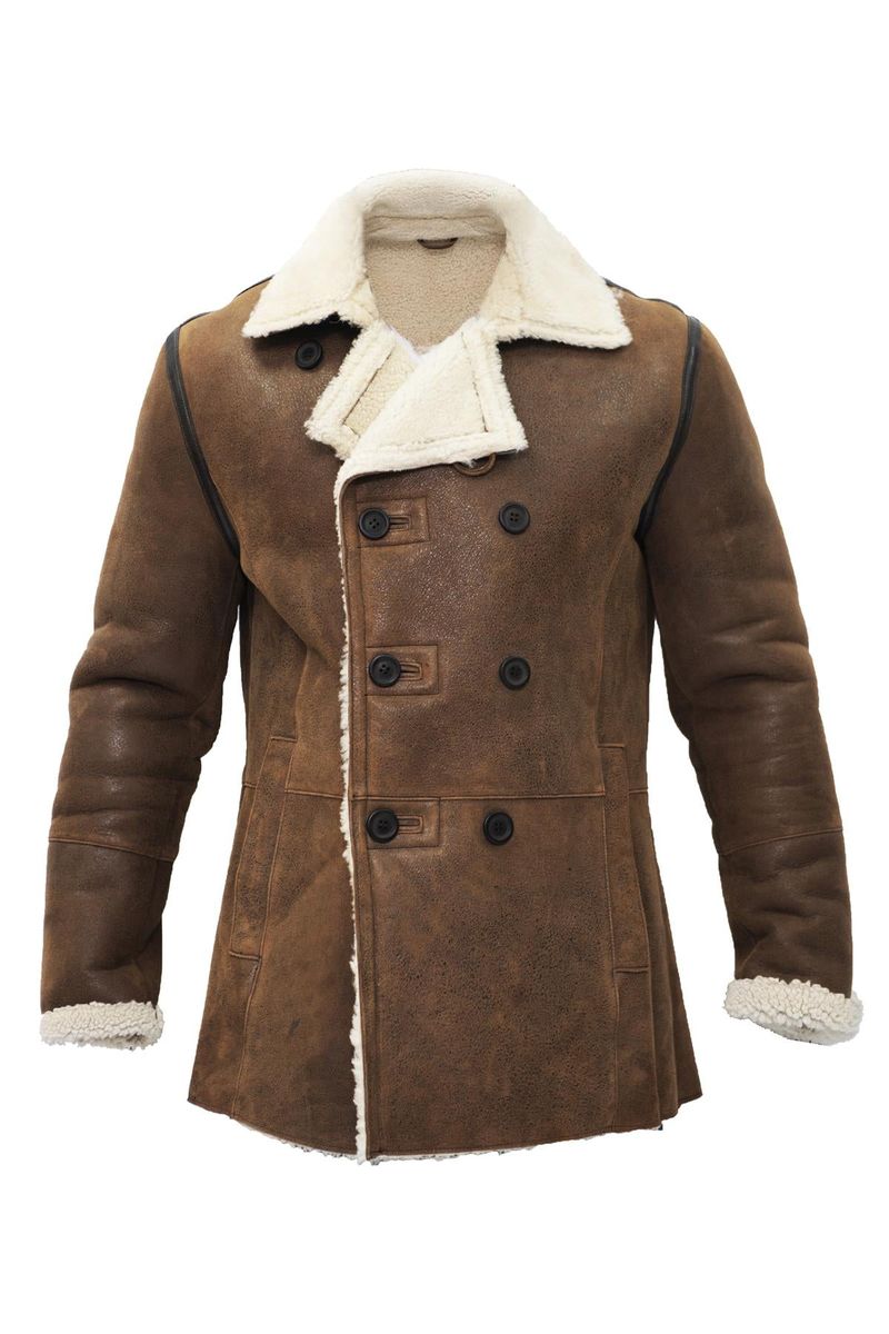 Zweireihige Shearling-Cabanjacke