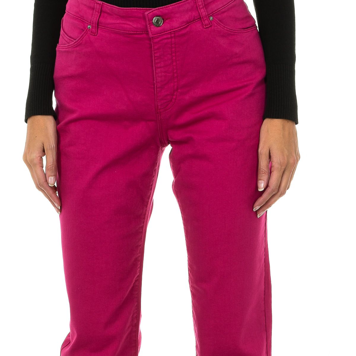 Stretch-Baumwollhose mit geradem Bein