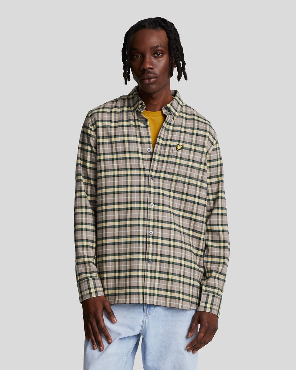 Kariertes Flanellhemd mit Button-Down-Kragen