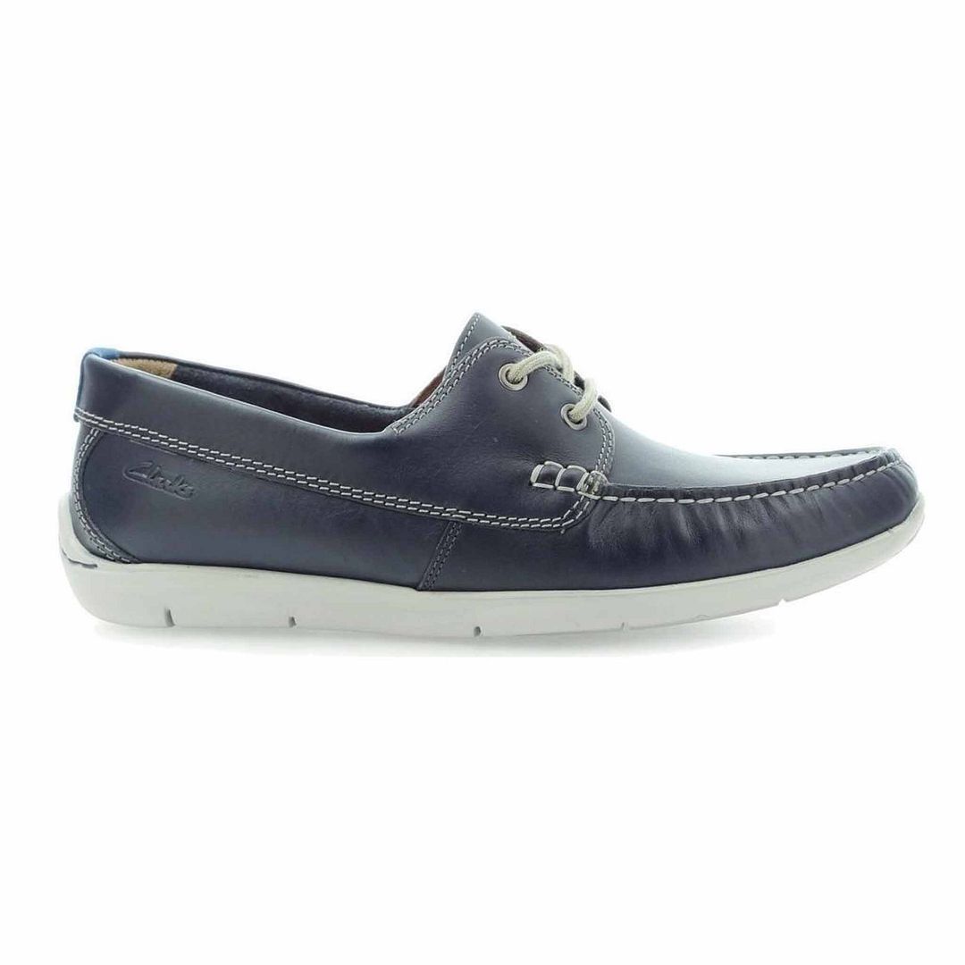 Marineblaues Leder-Bootsschuh