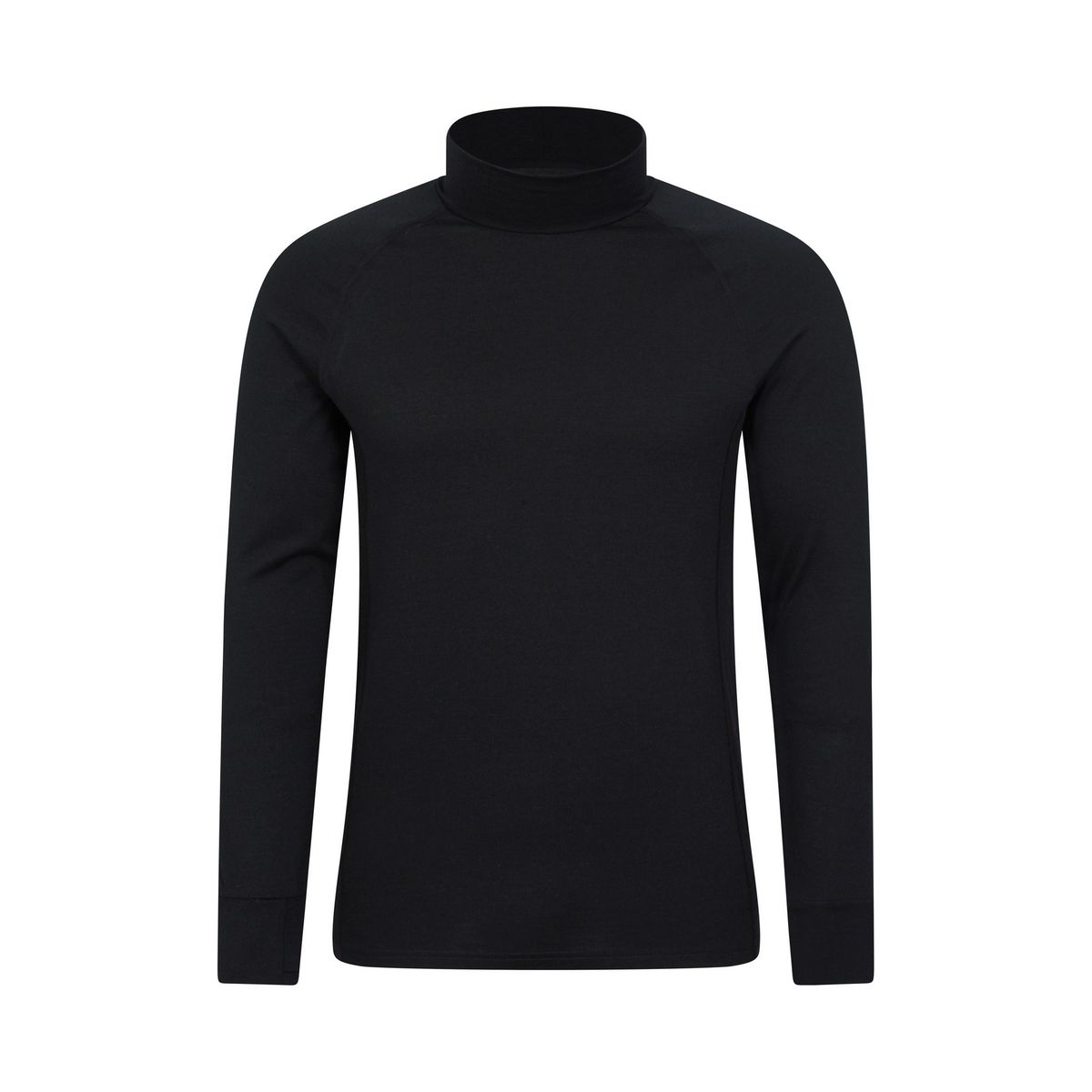 Mountain Warehouse Herren Summit Merino Wolle Funnel Neck Thermo-Oberteil (Schwarz)