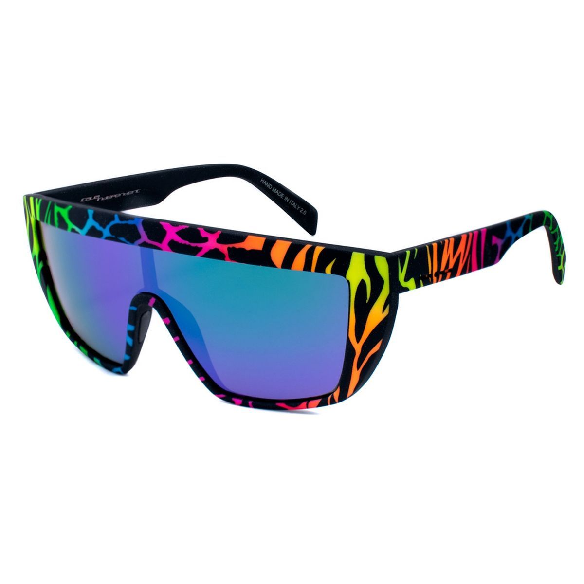 Multicolor Schild Sonnenbrille mit Animal Print