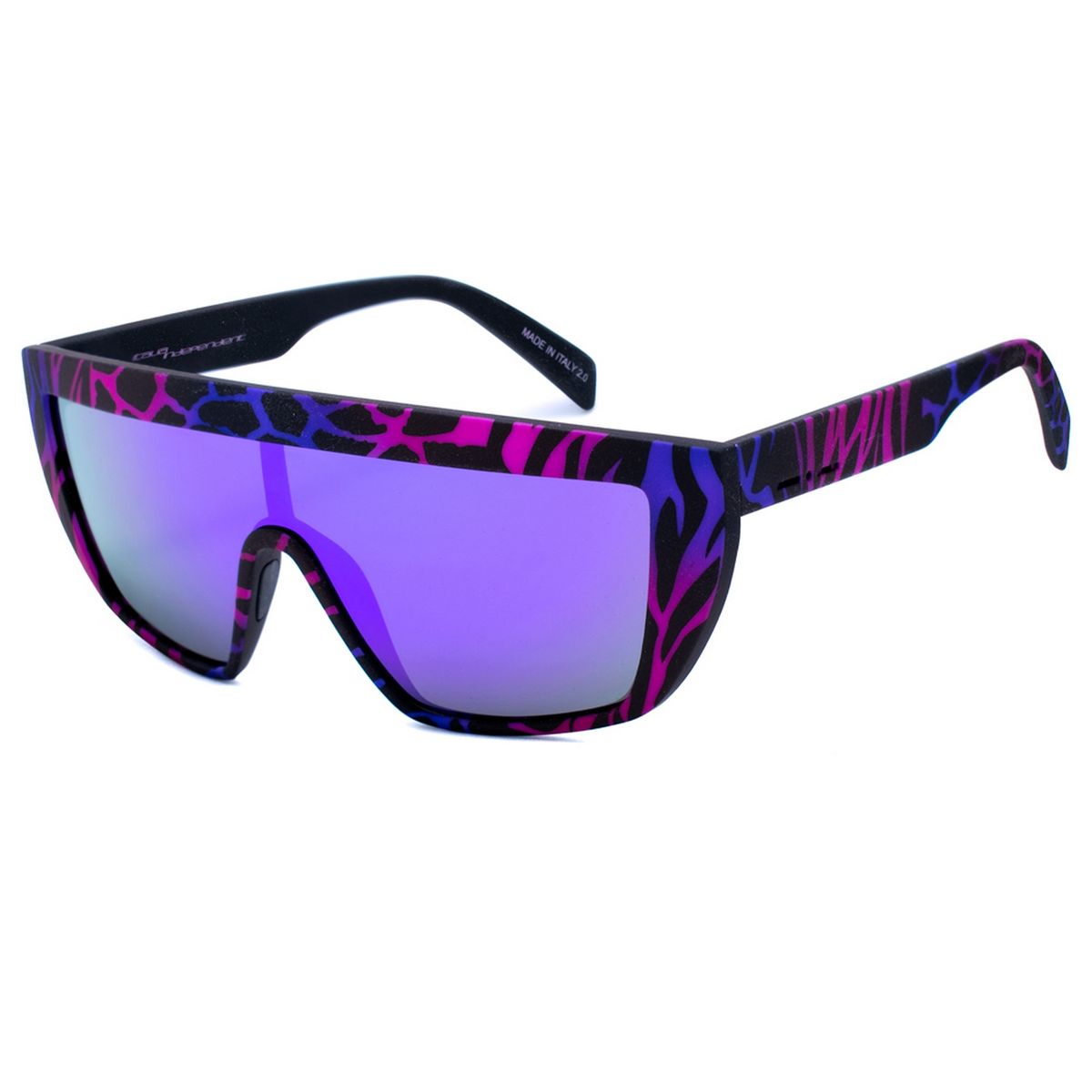 Multicolor Schild Sonnenbrille mit Animal Print