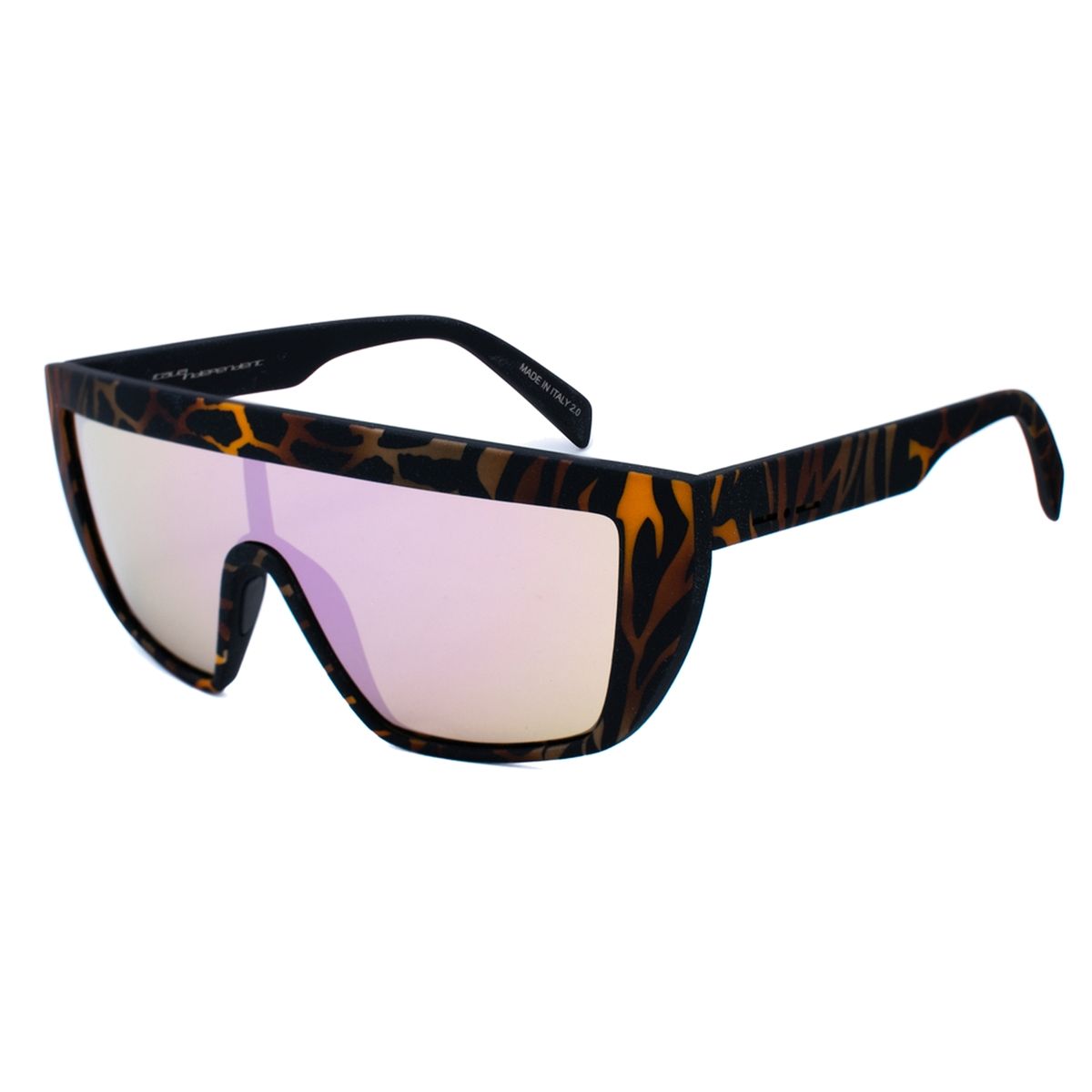 Multicolor Schild Sonnenbrille mit Animal Print