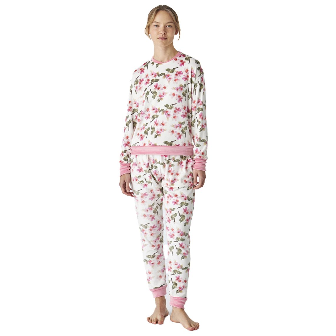 Samt Pyjama-Set mit Blumendruck