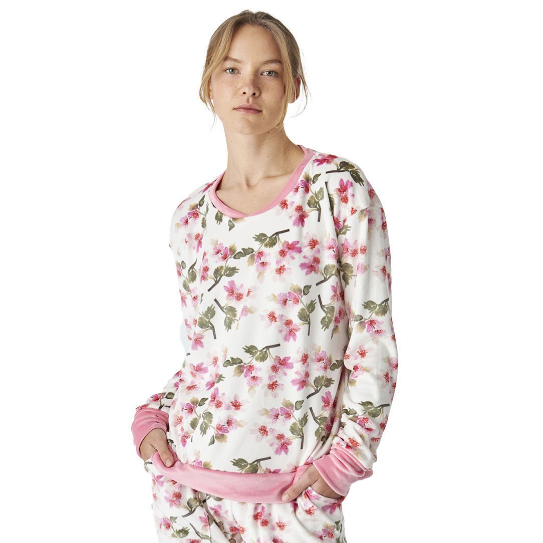 Florales Samt-Pyjama-Set