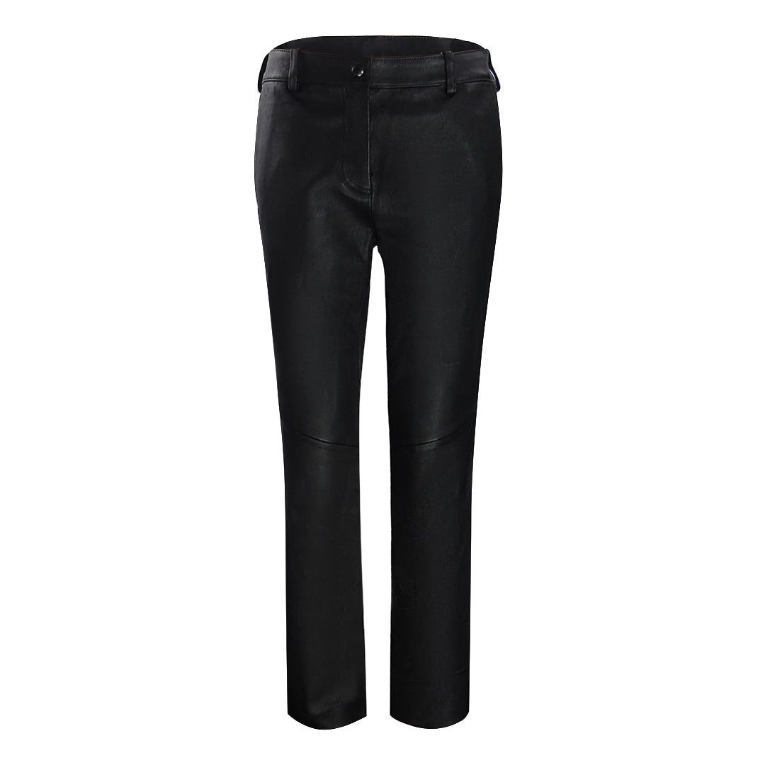Schwarze Straight-Leg Lederhose