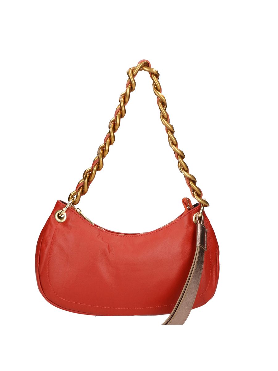 Leder-Schultertasche mit Kettenriemen